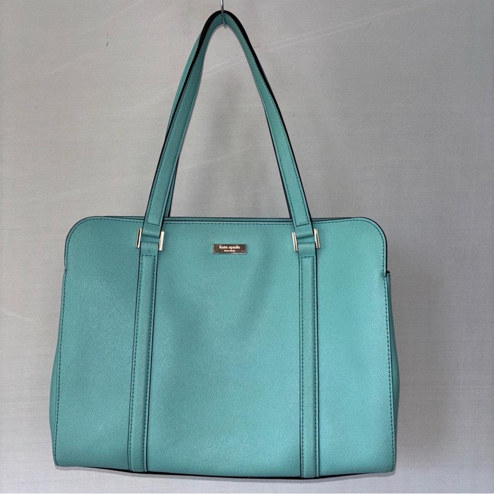 Kate Spade Newbury Lane Miles Tote Satchel Handbag Turquoise Saffiano Leather